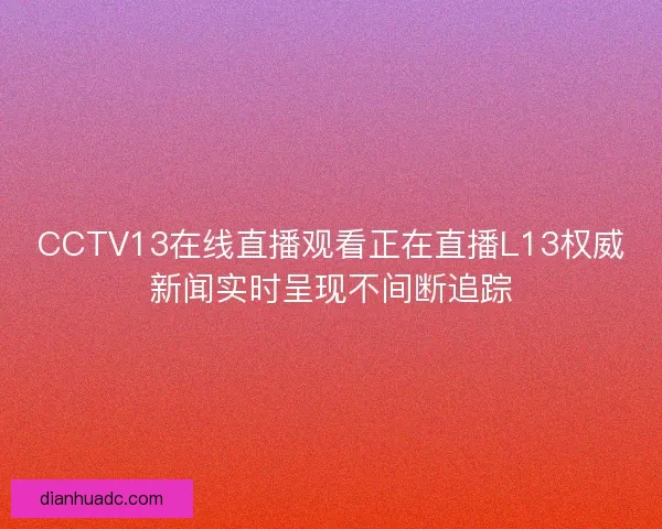 CCTV13在线直播观看正在直播L13权威新闻实时呈现不间断追踪 CCTV13在线直播观看正在直播L13权威新闻实时呈现不间断追踪