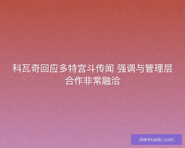 科瓦奇回应多特宫斗传闻 强调与管理层合作非常融洽