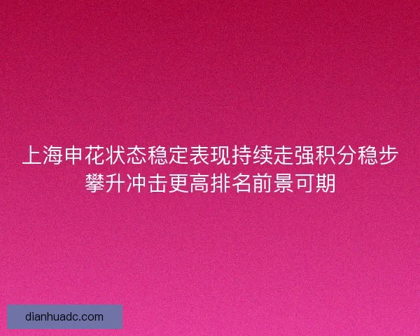 上海申花状态稳定表现持续走强积分稳步攀升冲击更高排名前景可期