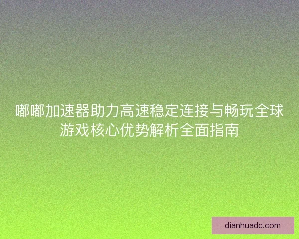 嘟嘟加速器助力高速稳定连接与畅玩全球游戏核心优势解析全面指南