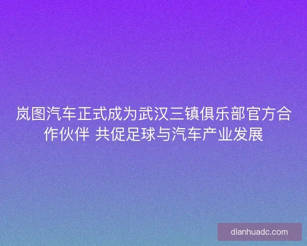 岚图汽车正式成为武汉三镇俱乐部官方合作伙伴 共促足球与汽车产业发展 岚图汽车正式成为武汉三镇俱乐部官方合作伙伴 共促足球与汽车产业发展